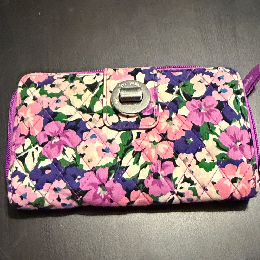 Vera Bradley Floral Quilted Clutch in Pink and Purple